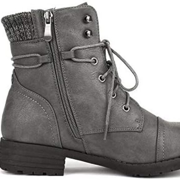 Women's Lace Up Combat Ankle Booties - Picture 4 of 9